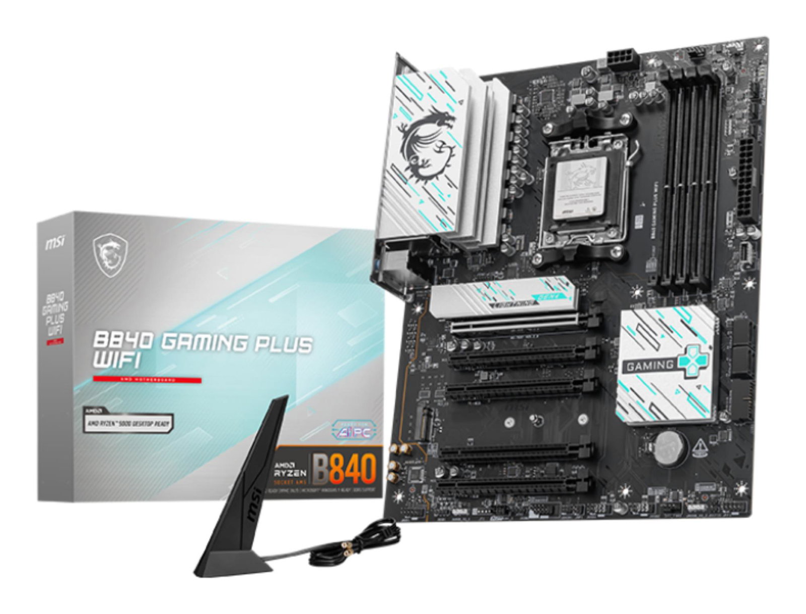 Mainboard MSI AMD B840 SAM5 ATX Memory slots 4 5xPCI-Express 16x 2xM.2 1xHDMI 1xAudio-In 1xAudio-Out 1xMicrophone 4xUSB 2.0 3xUSB 3.2 1xUSB-C 1xRJ45 B840GAMINGPLUSWIFI