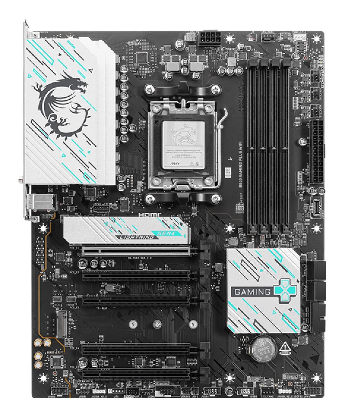 Mainboard MSI AMD B840 SAM5 ATX Memory slots 4 5xPCI-Express 16x 2xM.2 1xHDMI 1xAudio-In 1xAudio-Out 1xMicrophone 4xUSB 2.0 3xUSB 3.2 1xUSB-C 1xRJ45 B840GAMINGPLUSWIFI