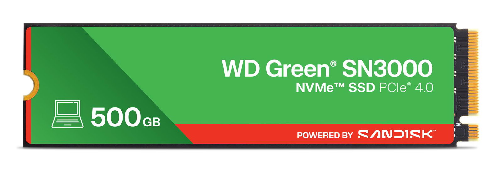 SSD SANDISK 150xTBW rating MTBF 1.75 h NVMe Yes PCI Express 4.0 M.2 500 GB POWERED BY SANDISK Green WDS500G4G0E