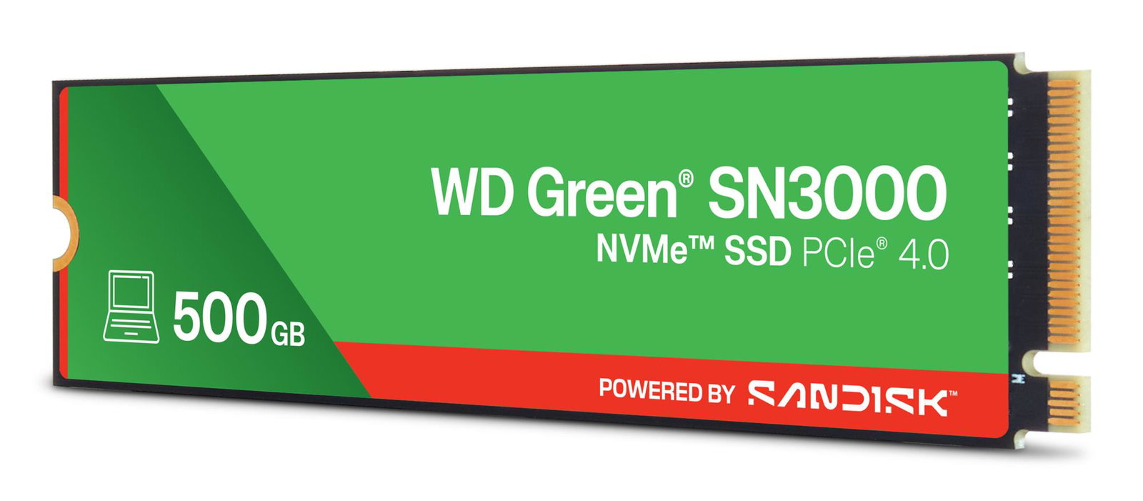 SSD SANDISK 150xTBW rating MTBF 1.75 h NVMe Yes PCI Express 4.0 M.2 500 GB POWERED BY SANDISK Green WDS500G4G0E