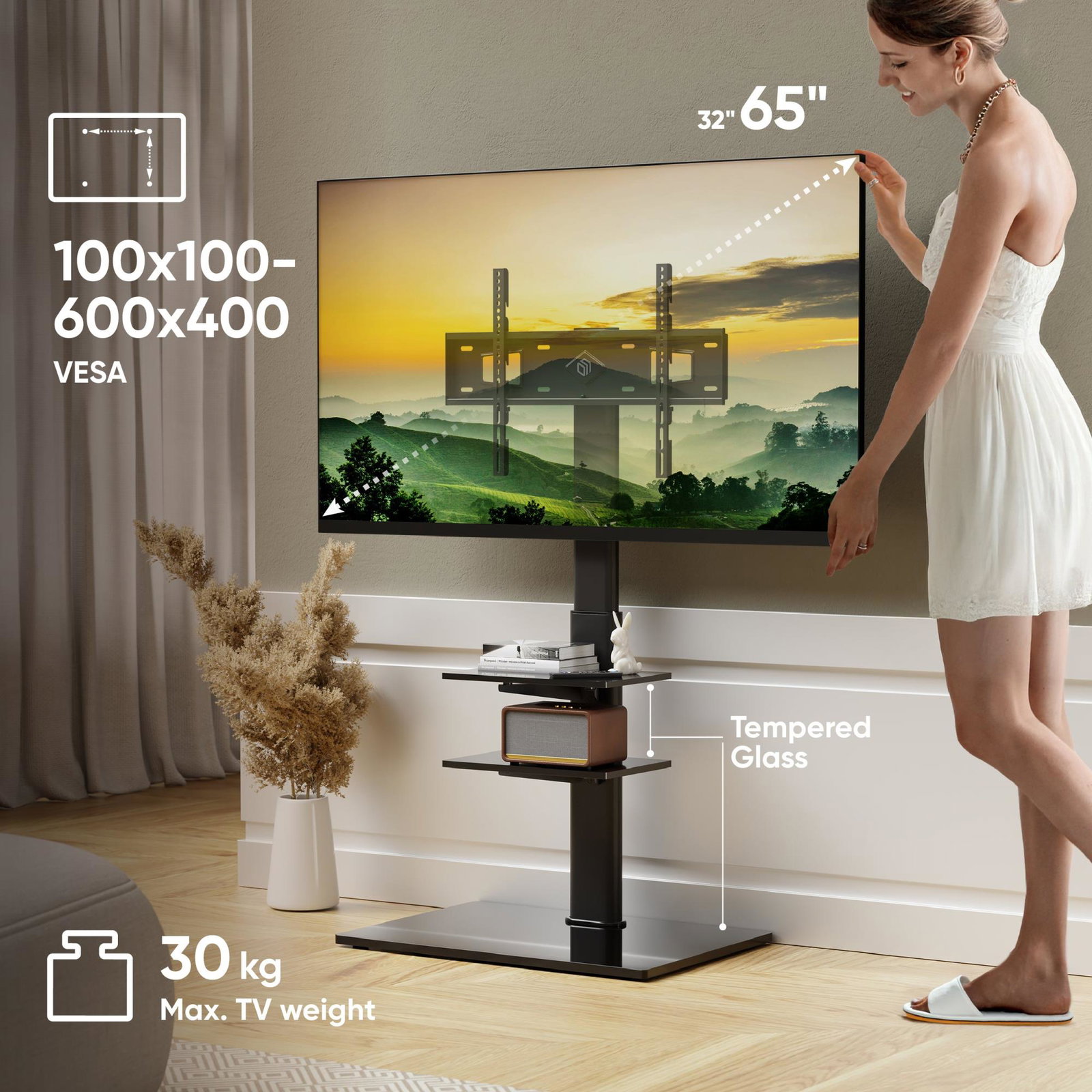 TV SET ACC FLOOR STAND /32-65/BLACK TS5550-B ONKRON