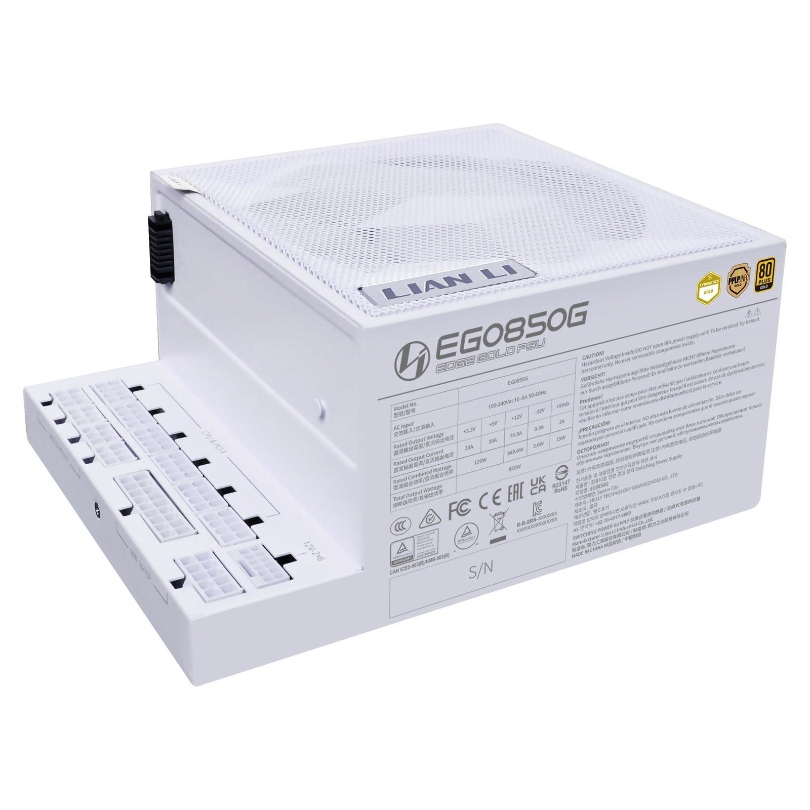 Power Supply LIAN LI EDGE GOLD 850 850 Watts Efficiency 80 PLUS GOLD PFC Active G9P.EG0850G.W000.EU