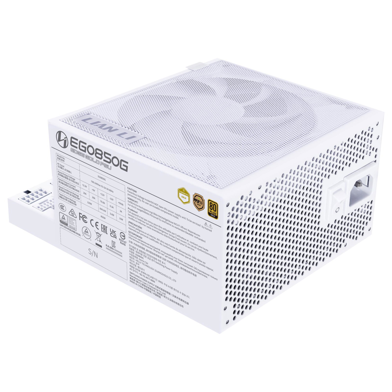 Power Supply LIAN LI EDGE GOLD 850 850 Watts Efficiency 80 PLUS GOLD PFC Active G9P.EG0850G.W000.EU