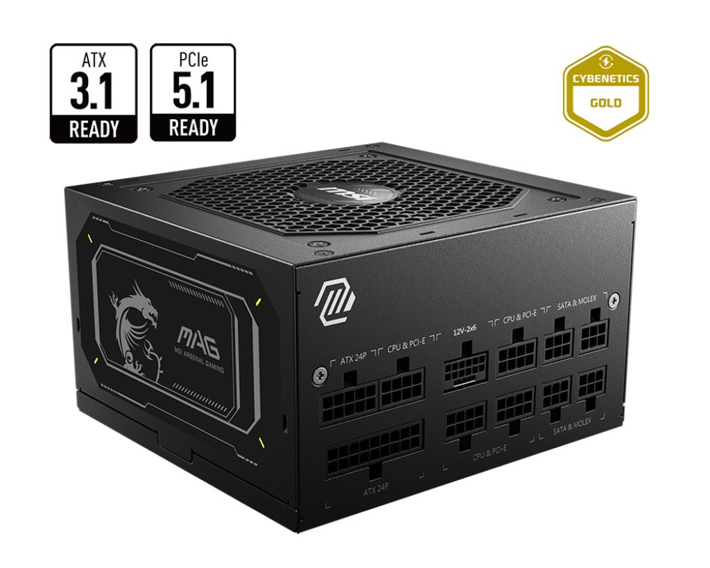 Power Supply MSI MAG A750GL PCIE5 II 750 Watts Efficiency 80 PLUS GOLD PFC Active MAGA750GLPCIE5II