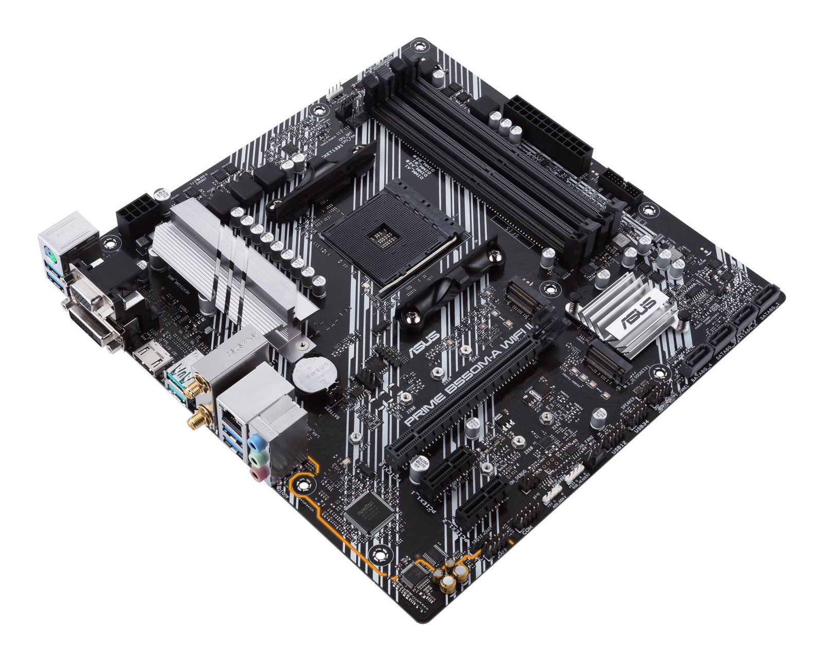 Mainboard ASUS AMD B550 SAM4 MicroATX Memory DDR4 Memory slots 4 2xPCI-Express 3.0 1x 1xPCI-Express 4.0 16x 2xM.2 1x15pin D-sub 1xDVI-D 1xHDMI 2xAudio-In 1xAudio-Out 6xUSB 3.2 1xPS/2 1xRJ45 PRIMEB550M-AWIFIII