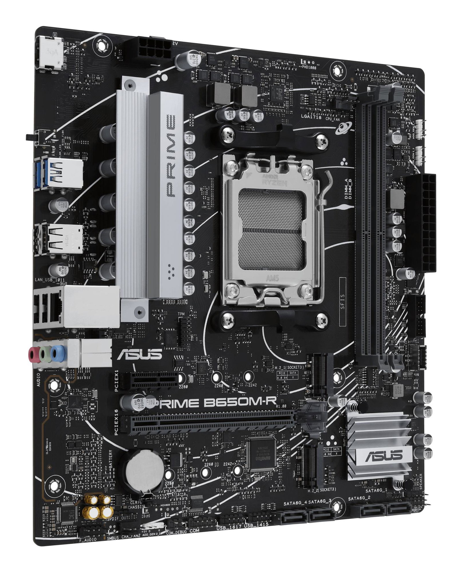 Mainboard ASUS AMD B650 SAM5 Micro-ATX Memory DDR5 Memory slots 2 1xPCI-Express 4.0 1x 2xPCI-Express 4.0 16x 2xM.2 1xHDMI 4xUSB 2.0 2xUSB 3.2 1xRJ45 3xAudio port PRIMEB650M-R