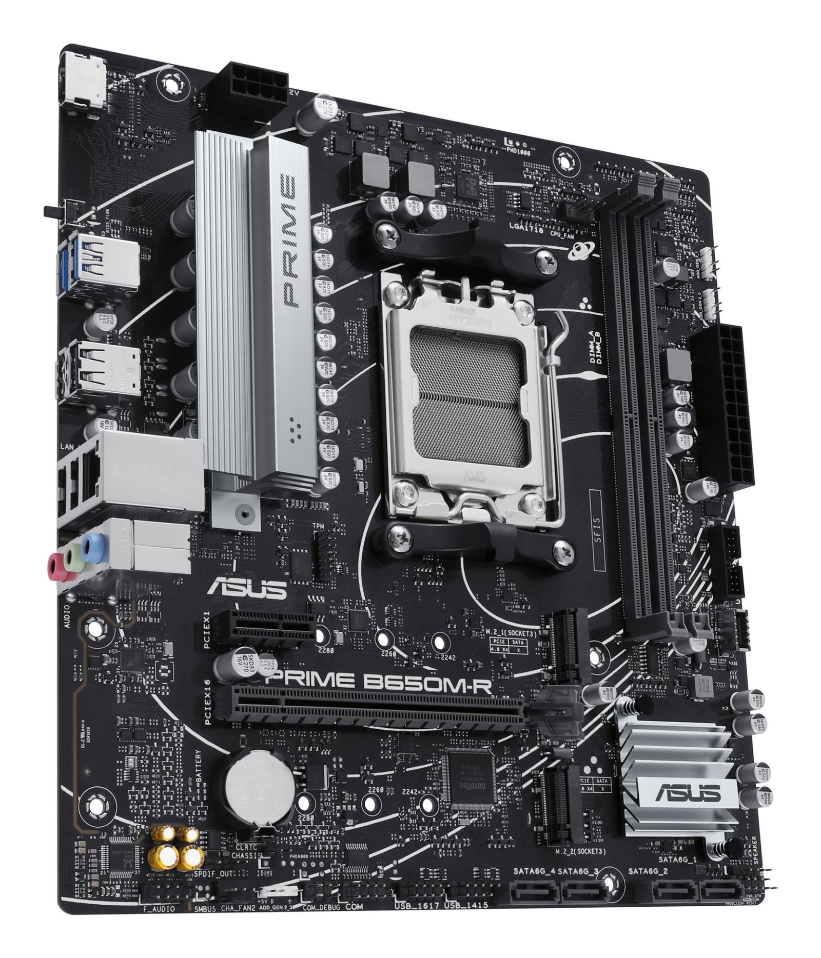 Mainboard ASUS AMD B650 SAM5 Micro-ATX Memory DDR5 Memory slots 2 1xPCI-Express 4.0 1x 2xPCI-Express 4.0 16x 2xM.2 1xHDMI 4xUSB 2.0 2xUSB 3.2 1xRJ45 3xAudio port PRIMEB650M-R