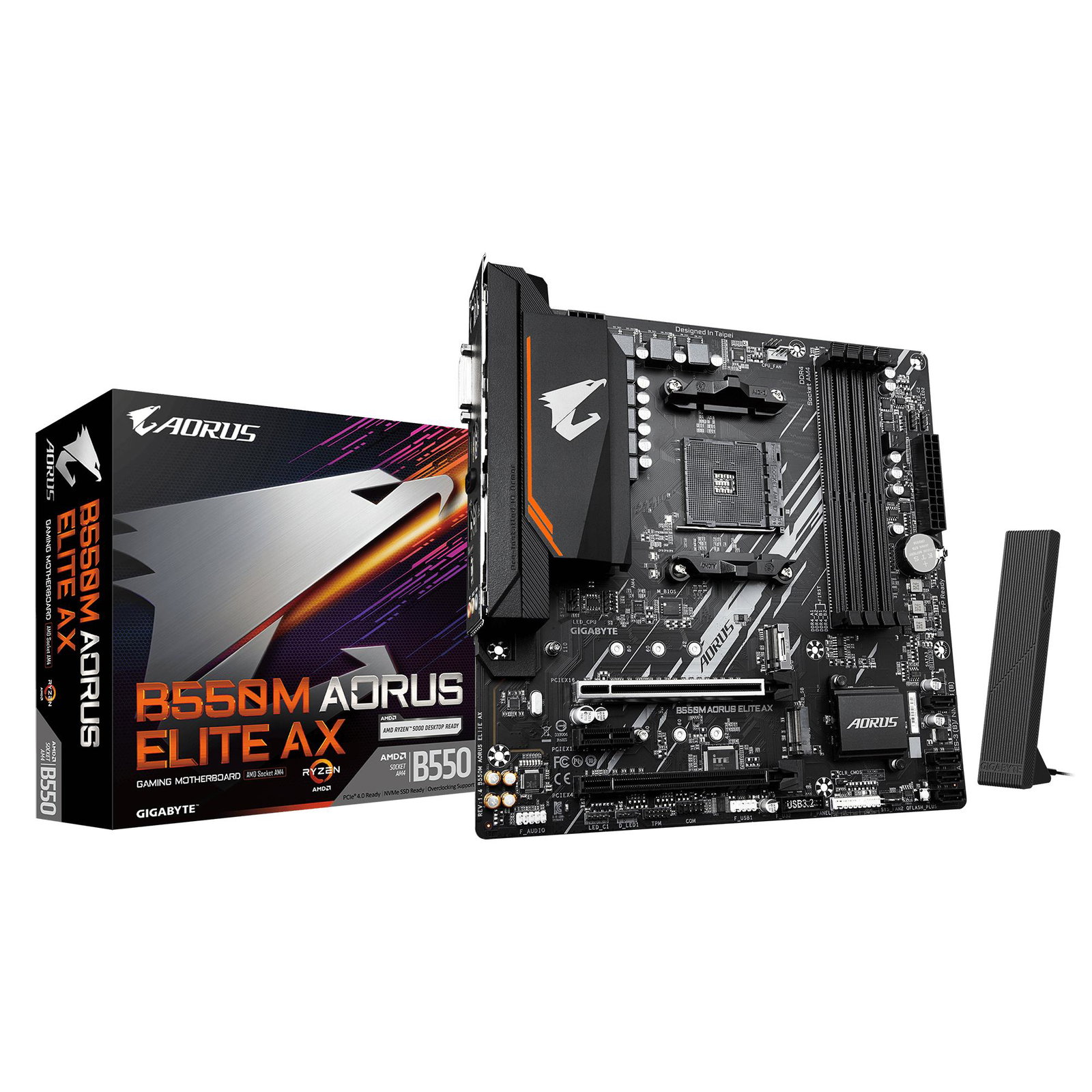 Mainboard GIGABYTE AMD B550 Socket AM4 micro ATX RAM DDR4-SDRAM 4xSlots Wi-Fi Yes Bluetooth Yes 2xNumber of M.2 (M) slots B550M AORUS ELITE AX (REV. 1.4) B550MAORUSELITEAX1.4