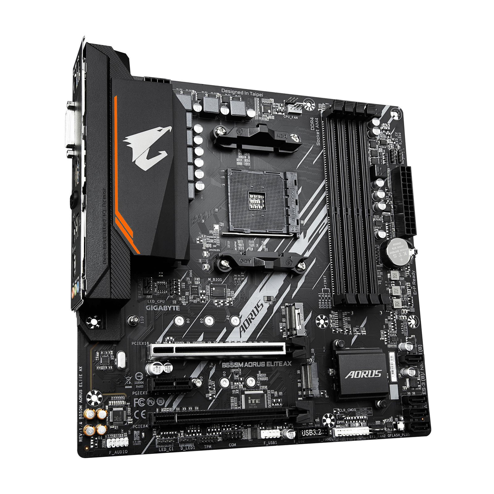 Mainboard GIGABYTE AMD B550 Socket AM4 micro ATX RAM DDR4-SDRAM 4xSlots Wi-Fi Yes Bluetooth Yes 2xNumber of M.2 (M) slots B550M AORUS ELITE AX (REV. 1.4) B550MAORUSELITEAX1.4
