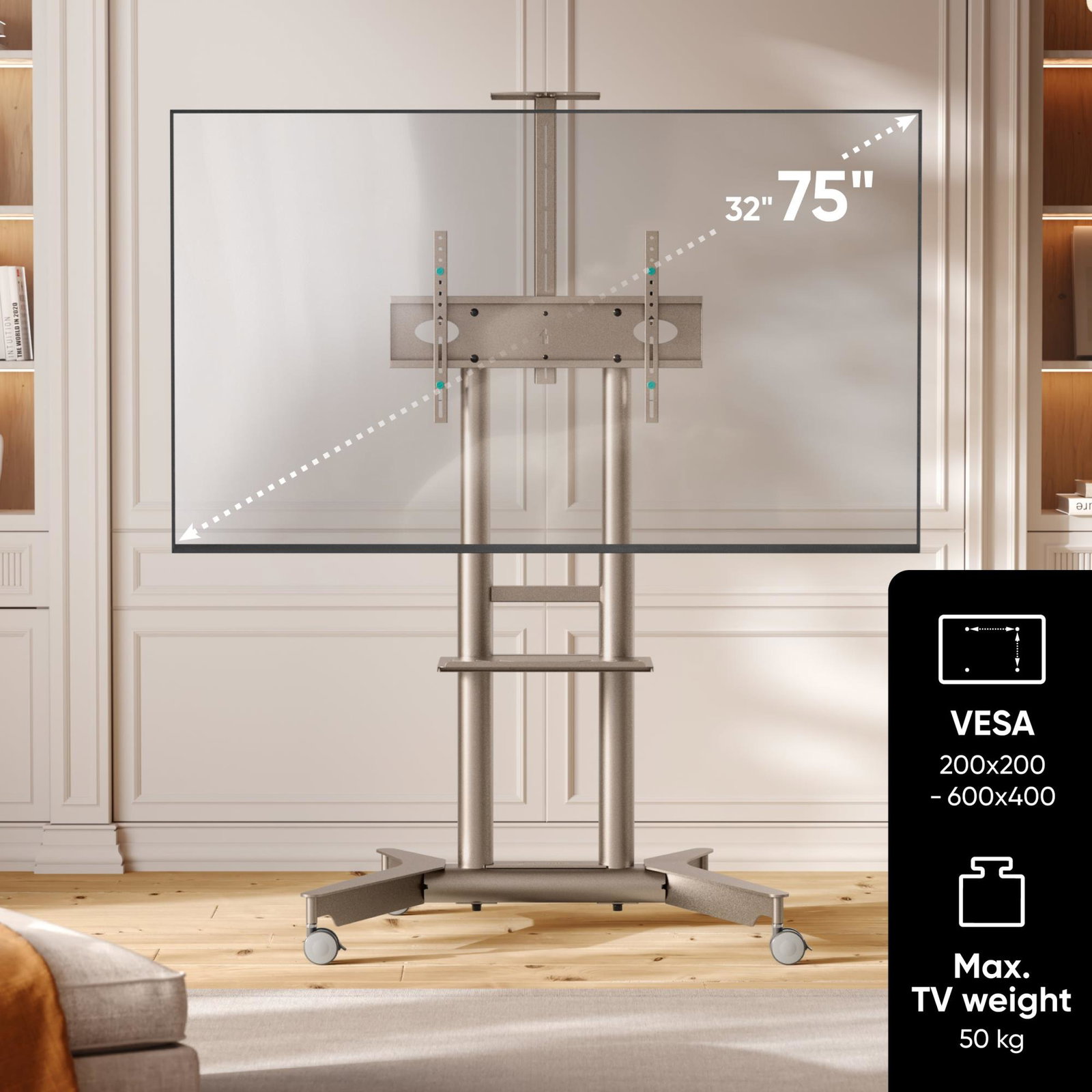 TV SET ACC MOBILE STAND/32-75/CHAMPAGNE TS1571-C ONKRON