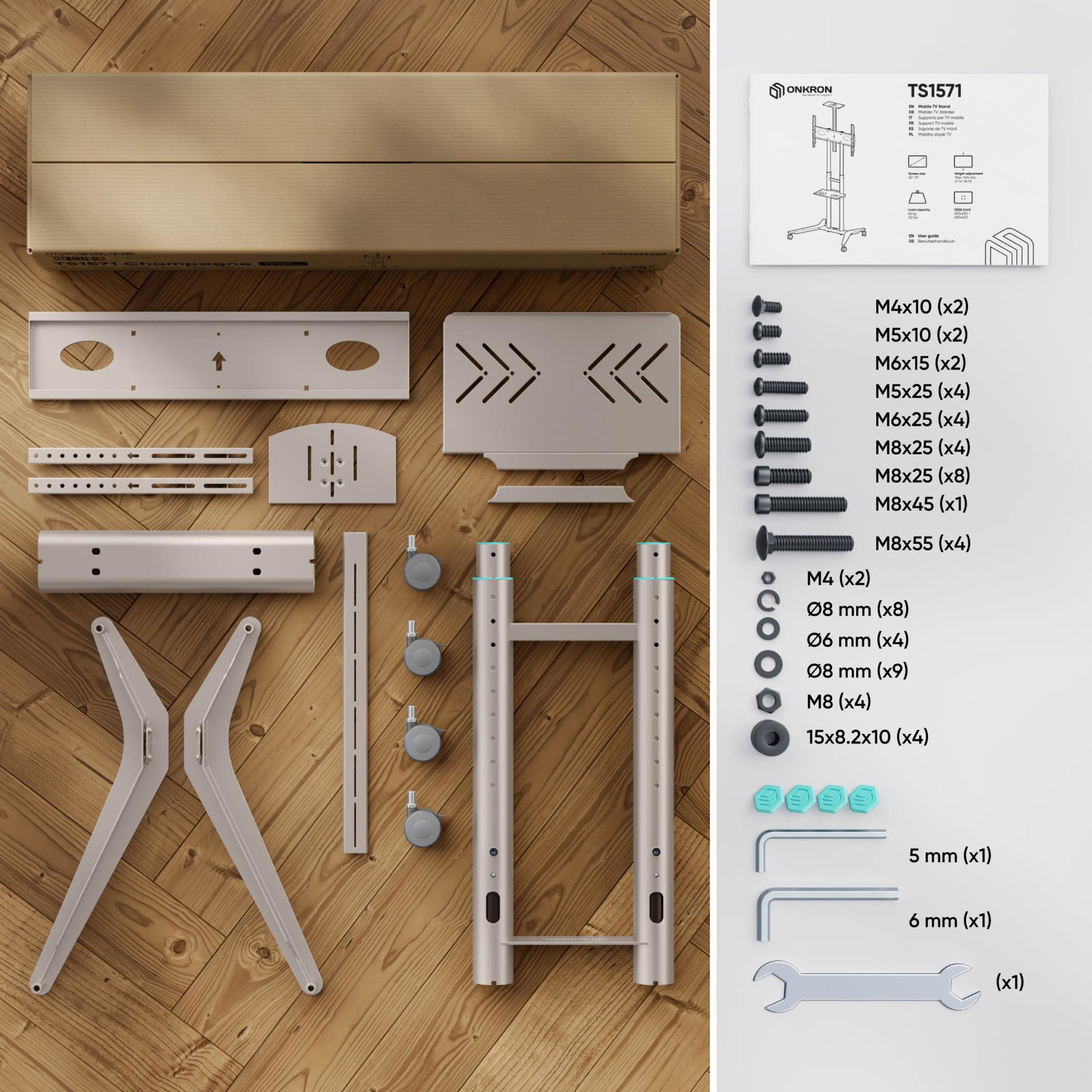 TV SET ACC MOBILE STAND/32-75/CHAMPAGNE TS1571-C ONKRON