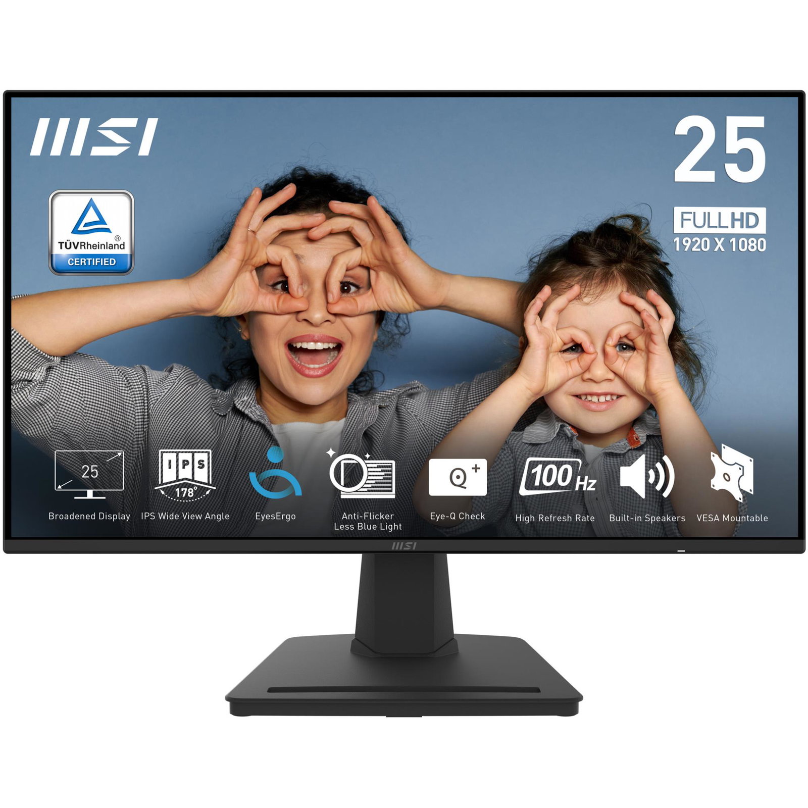 LCD Monitor MSI PRO MP252 24.5 Panel IPS 1920x1080 16:9 100Hz Matte 1 ms Speakers Tilt Colour Black PROMP252
