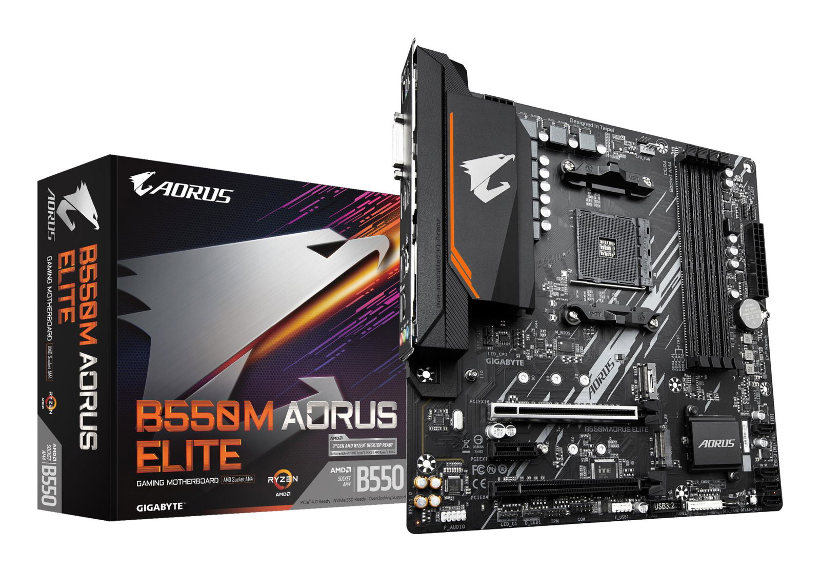 Mainboard GIGABYTE AMD B550 Socket AM4 micro ATX RAM DDR4-SDRAM 4xSlots 2xNumber of M.2 (M) slots B550M AORUS ELITE 1.3 B550MAORUSELITE1.3