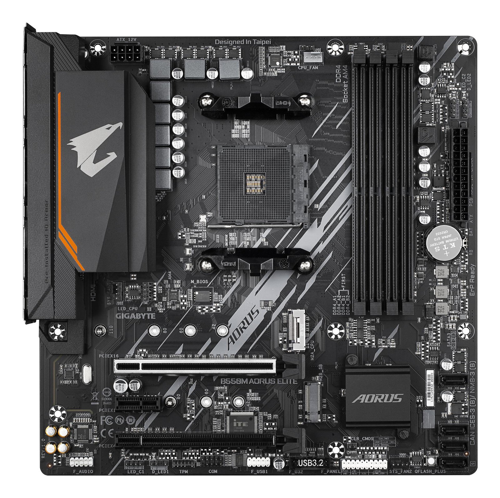 Mainboard GIGABYTE AMD B550 Socket AM4 micro ATX RAM DDR4-SDRAM 4xSlots 2xNumber of M.2 (M) slots B550M AORUS ELITE 1.3 B550MAORUSELITE1.3