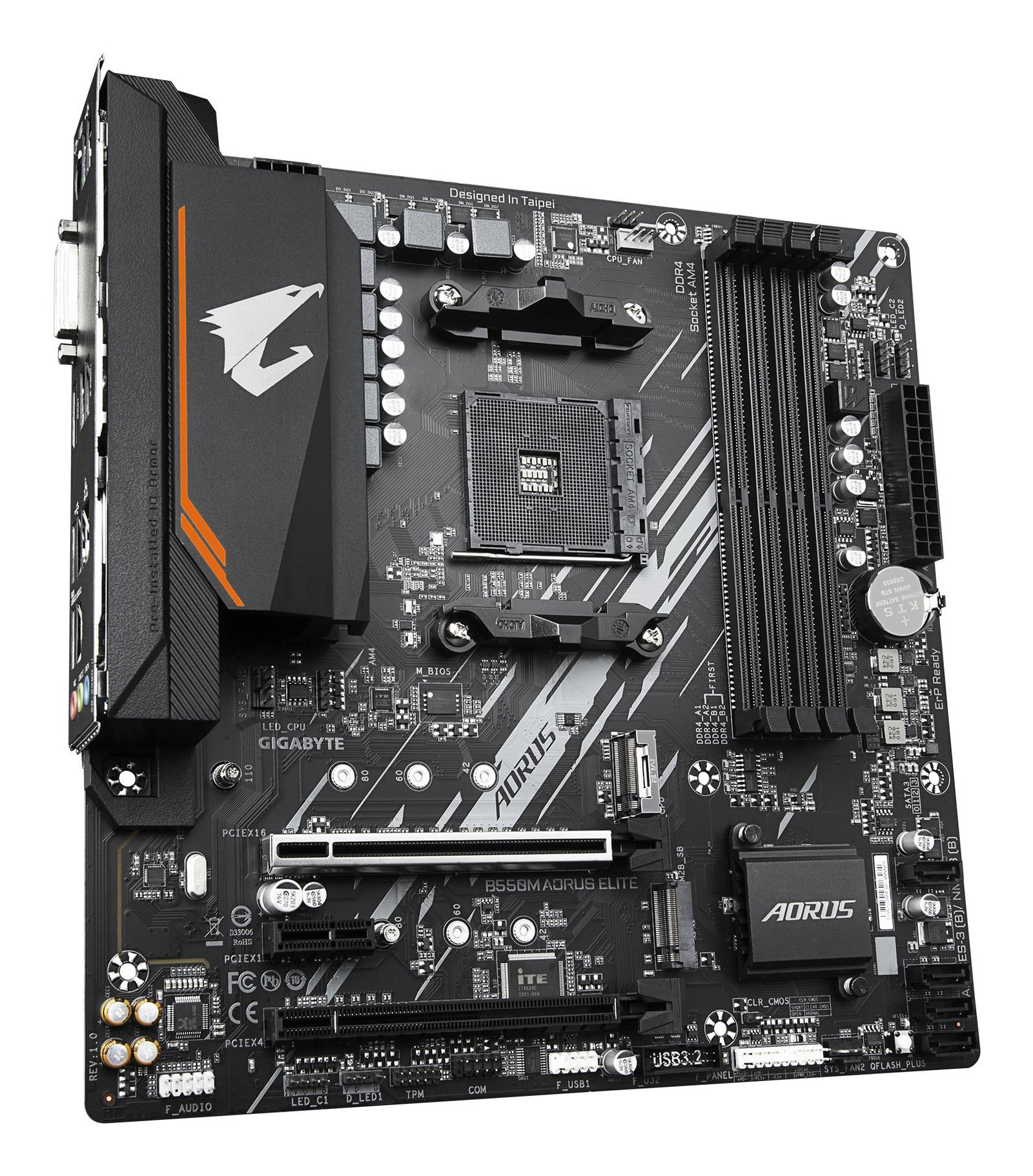 Mainboard GIGABYTE AMD B550 Socket AM4 micro ATX RAM DDR4-SDRAM 4xSlots 2xNumber of M.2 (M) slots B550M AORUS ELITE 1.3 B550MAORUSELITE1.3