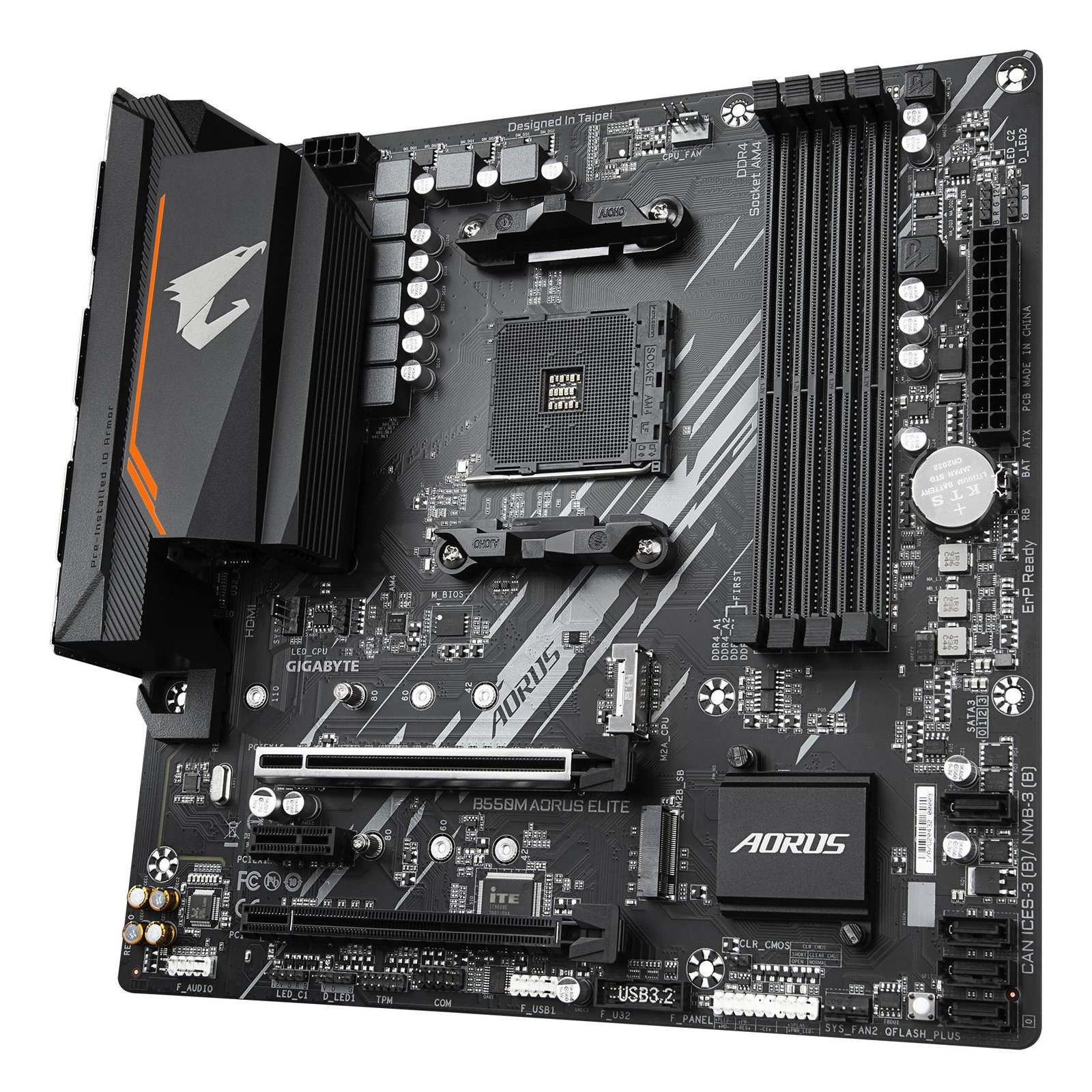 Mainboard GIGABYTE AMD B550 Socket AM4 micro ATX RAM DDR4-SDRAM 4xSlots 2xNumber of M.2 (M) slots B550M AORUS ELITE 1.3 B550MAORUSELITE1.3