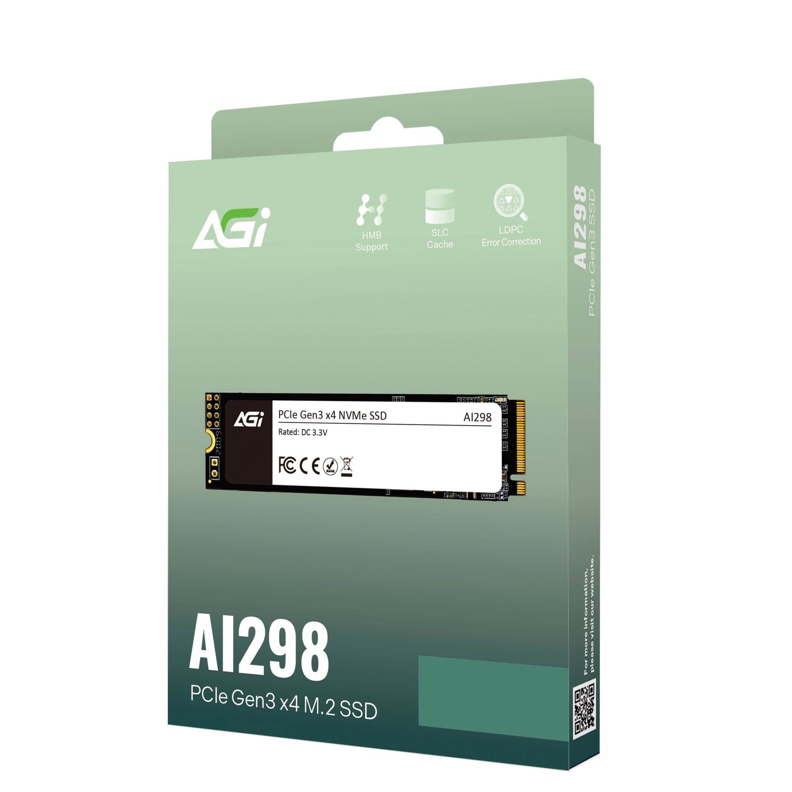 SSD AGI 300xTBW rating MTBF 1600000 h Read speed 3000 MB/s Write speed 1400 MB/s NVMe Yes PCI Express 3.0 M.2 512 GB AGI512GIMAI298-CB