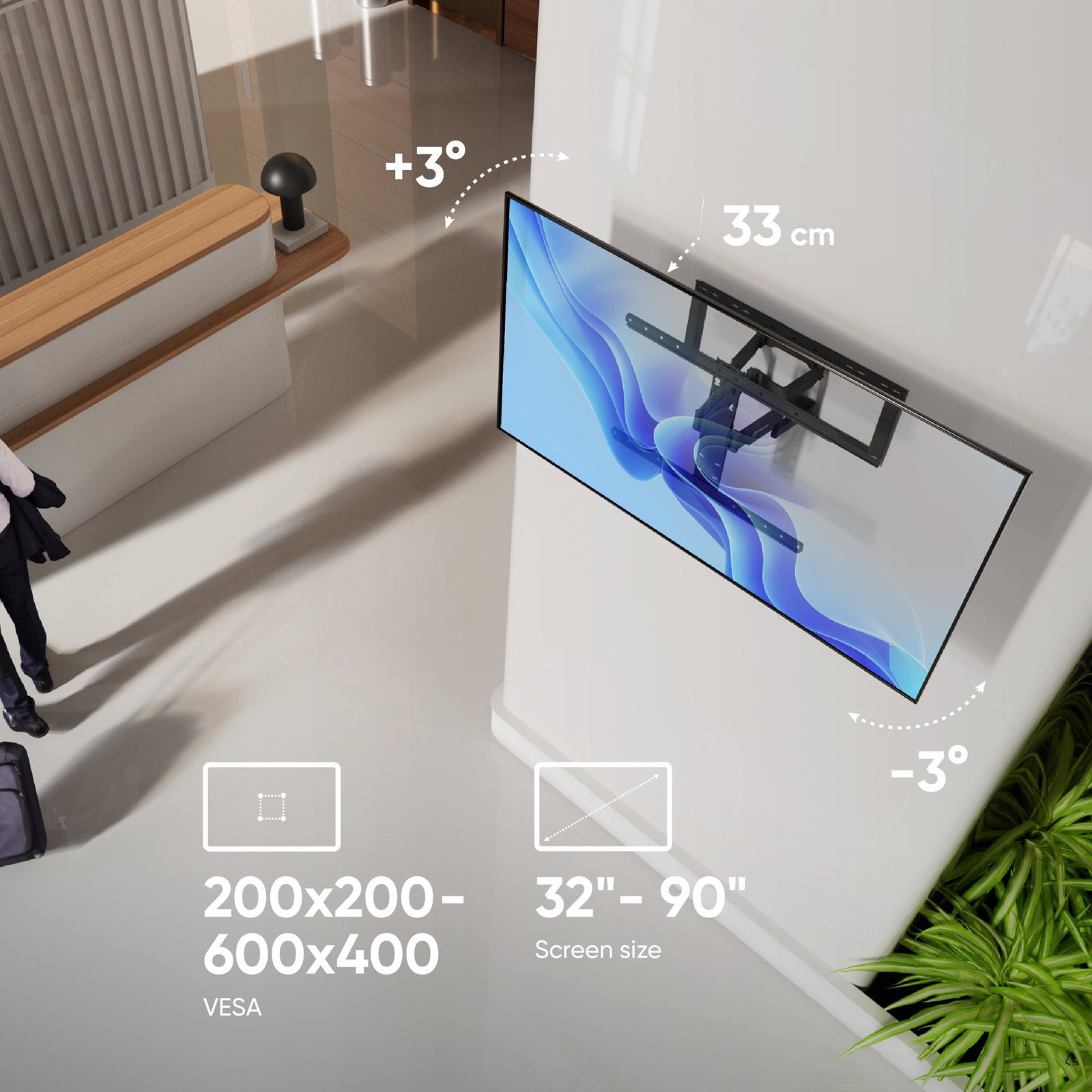 TV SET ACC WALL MOUNT /32-90/BLACK SM6-B ONKRON