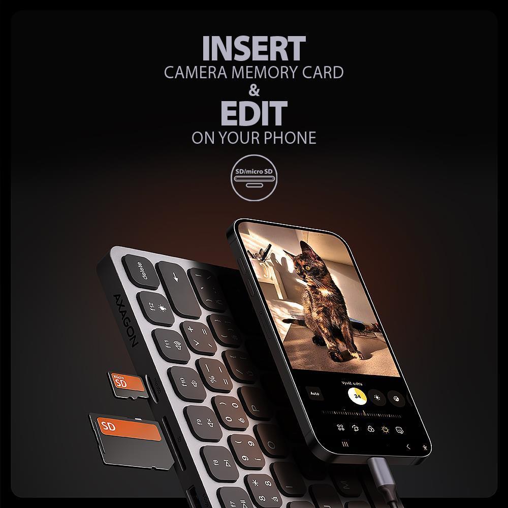 KEYBOARD + I/O HUB 9IN1/0.6M HMC-KB-US AXAGON