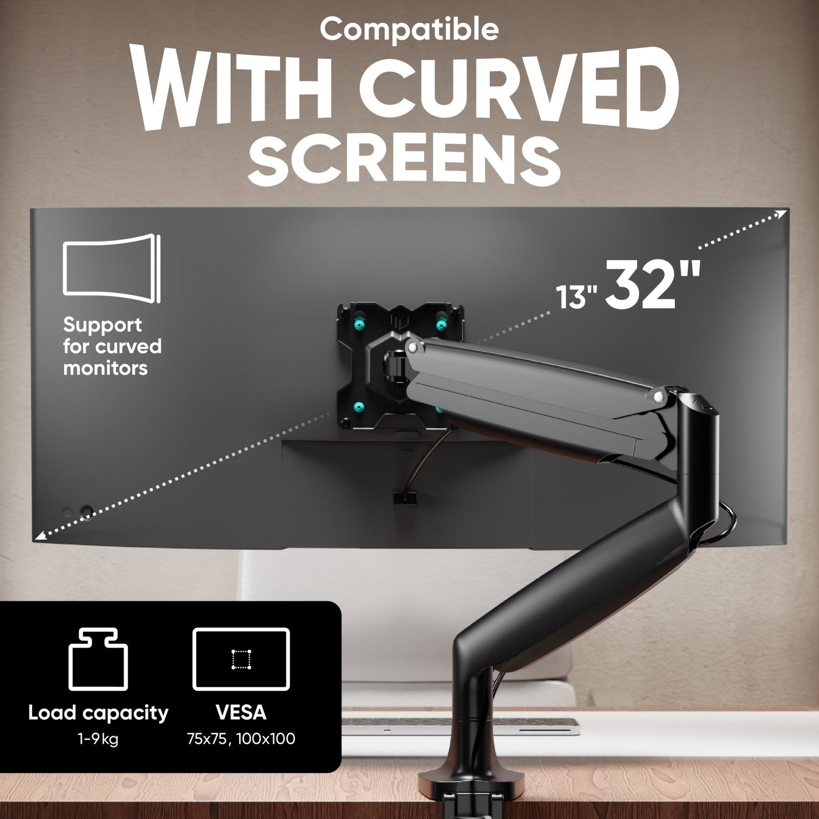 MONITOR ACC DESK MOUNT/17-49 BLACK G100-B ONKRON