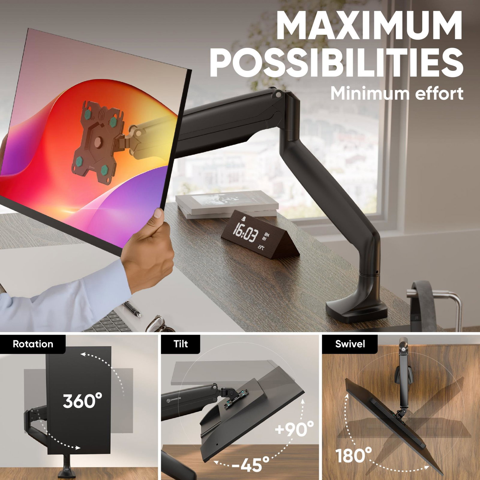 MONITOR ACC DESK MOUNT/17-49 BLACK G100-B ONKRON