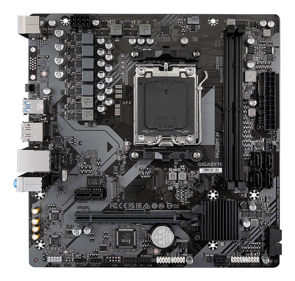 Mainboard GIGABYTE AMD A620 Socket AM5 micro ATX RAM DDR5-SDRAM 2xSlots 1xPCI Express x1 slots 1xPCI Express x16 slots 1xNumber of M.2 (M) slots A620M H 2.2 A620MH2.2