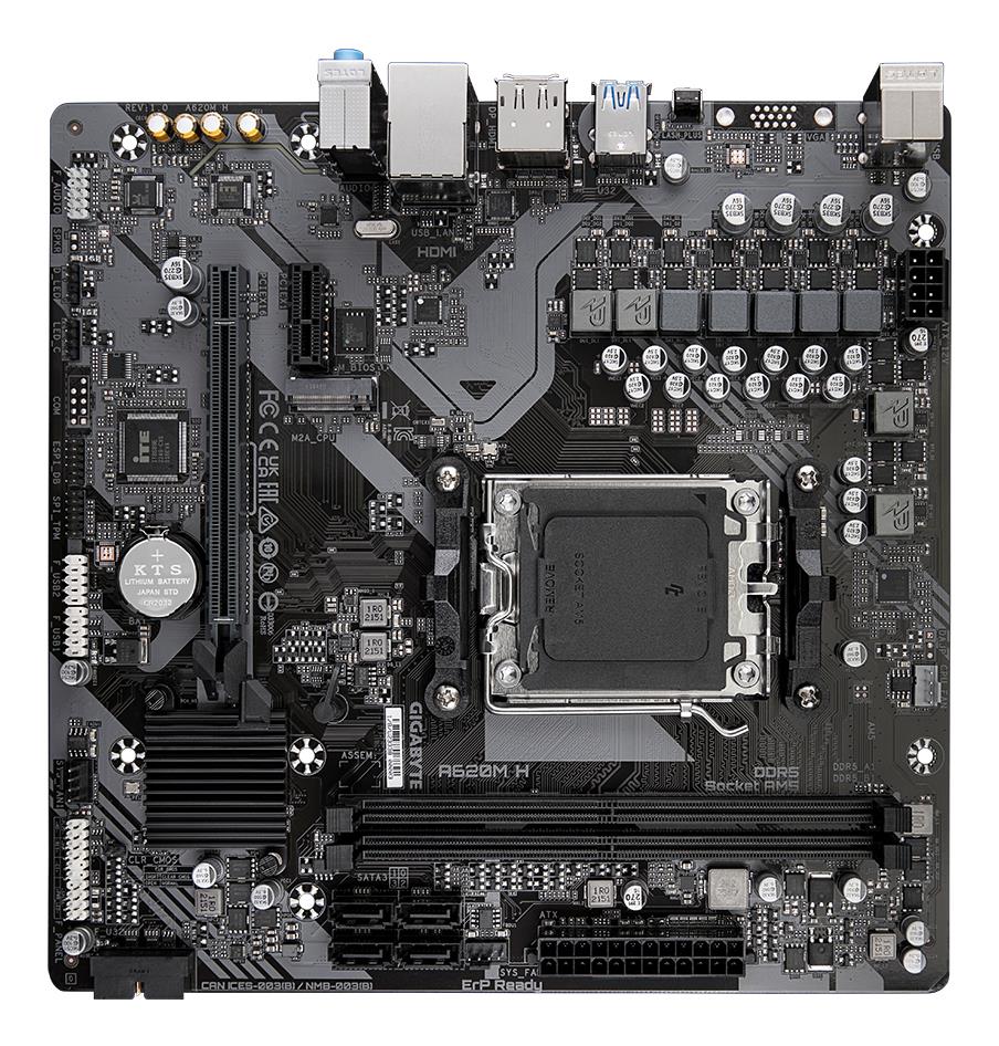 Mainboard GIGABYTE AMD A620 Socket AM5 micro ATX RAM DDR5-SDRAM 2xSlots 1xPCI Express x1 slots 1xPCI Express x16 slots 1xNumber of M.2 (M) slots A620M H 2.2 A620MH2.2