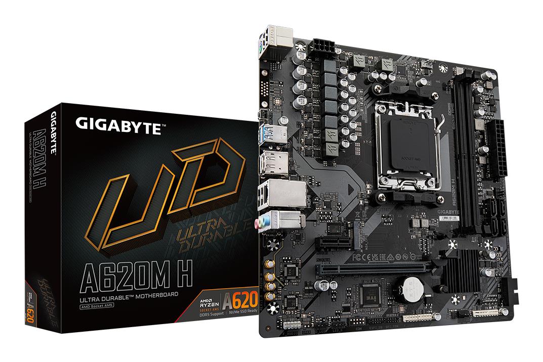 Mainboard GIGABYTE AMD A620 Socket AM5 micro ATX RAM DDR5-SDRAM 2xSlots 1xPCI Express x1 slots 1xPCI Express x16 slots 1xNumber of M.2 (M) slots A620M H 2.2 A620MH2.2
