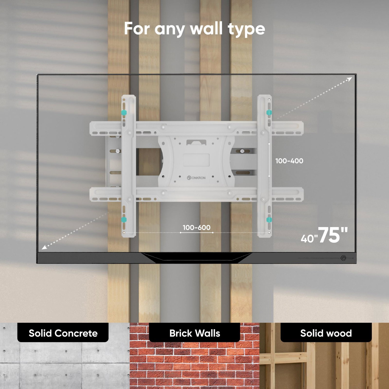 TV SET ACC WALL MOUNT/40-75/WHITE M7L-W ONKRON