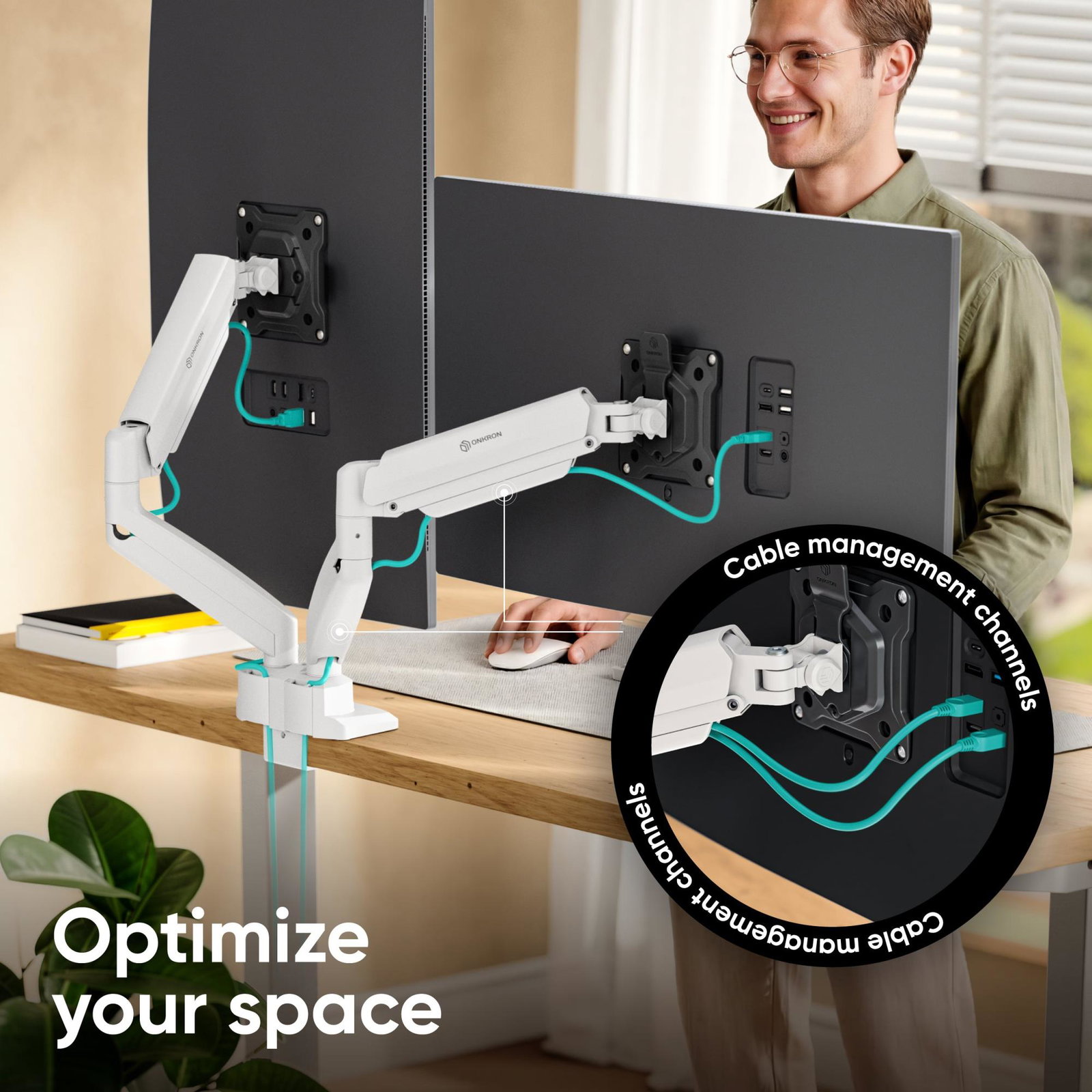MONITOR ACC DESK MOUNT/13-32 BLK/WHT G160-BW ONKRON