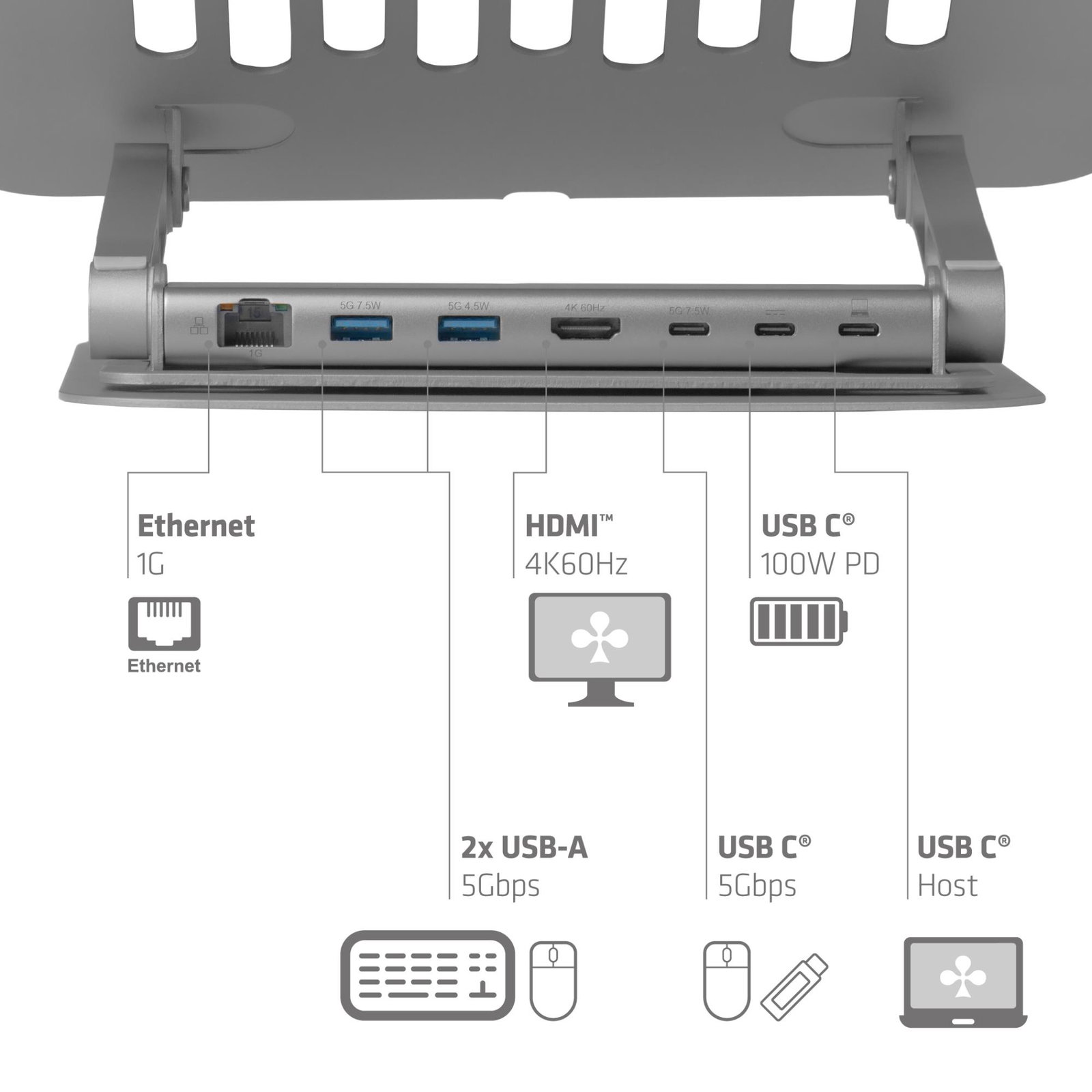 NB ACC STAND ALUMINIUM USB-C/CSV-2554 CLUB3D