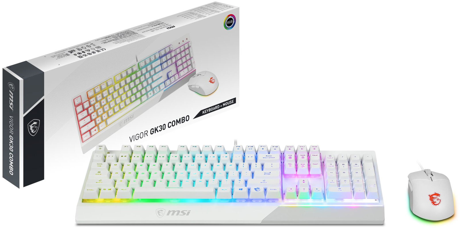 KEYBOARD +MOUSE/VIGOR GK30 COMBO WHITE US MSI
