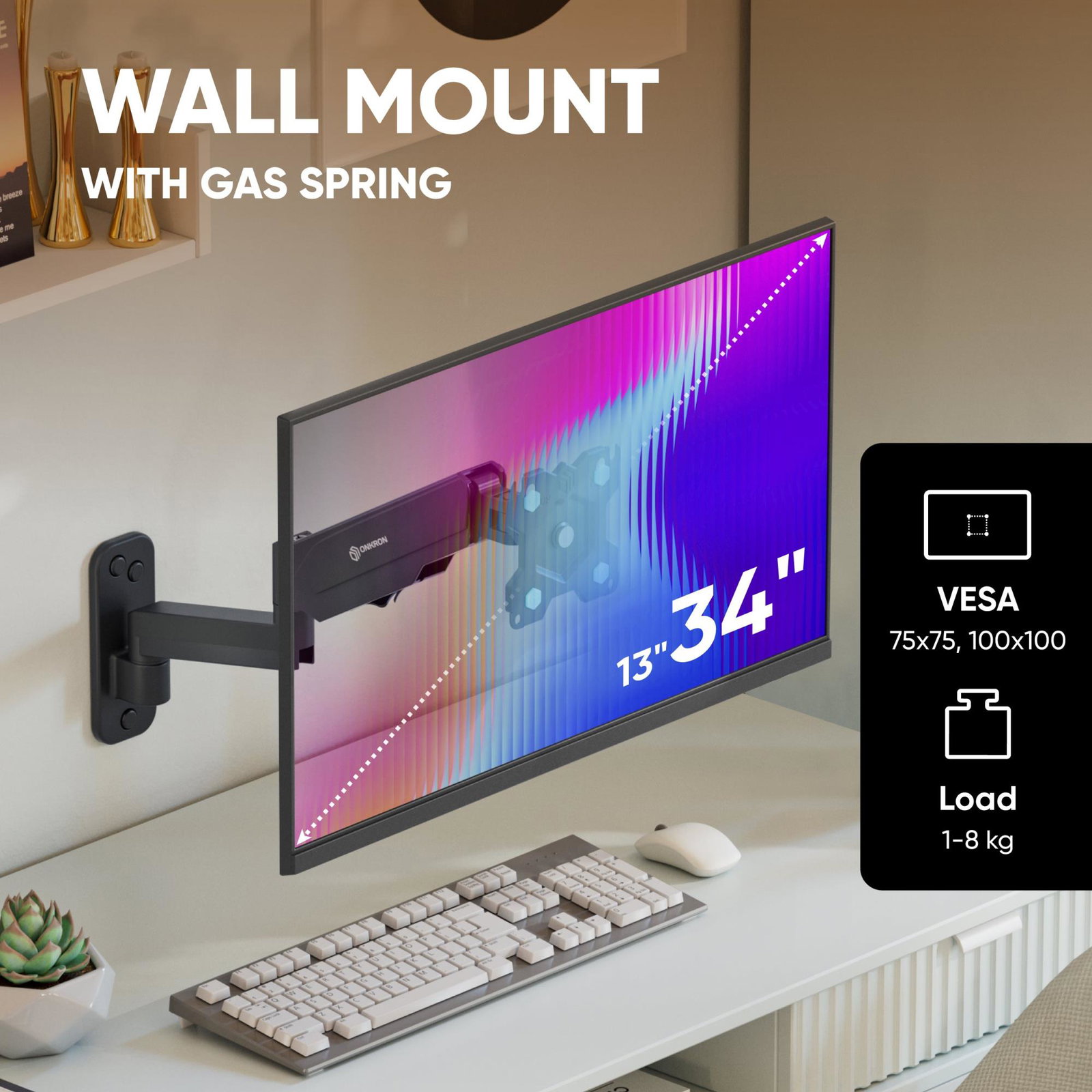 MONITOR ACC WALL MOUNT 13-34/BLACK G150-B ONKRON