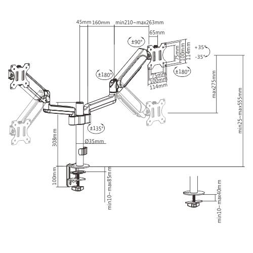 DISPLAY ACC MOUNTING ARM/17-32 MA-DA2P-01 GEMBIRD