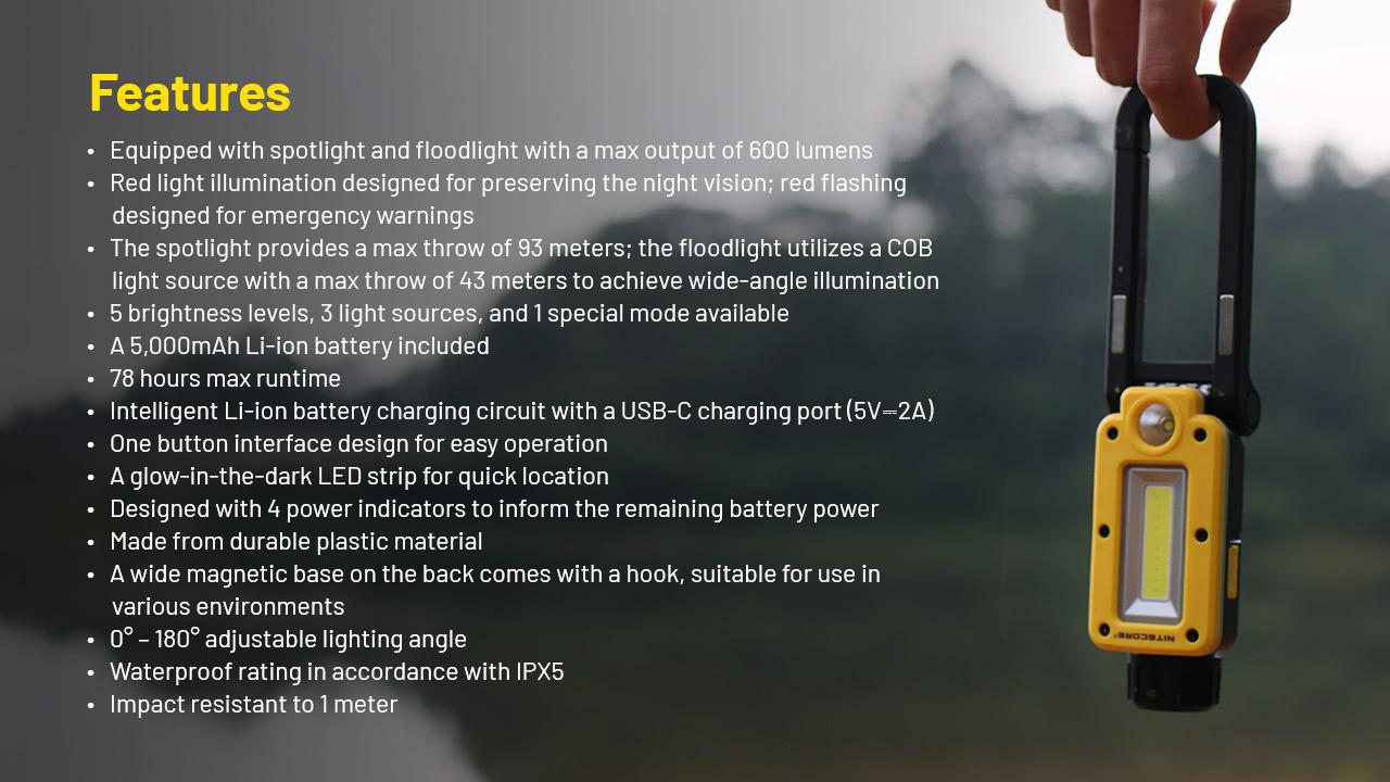 FLASHLIGHT NWL SERIES/600 LUMENS NWL20 NITECORE
