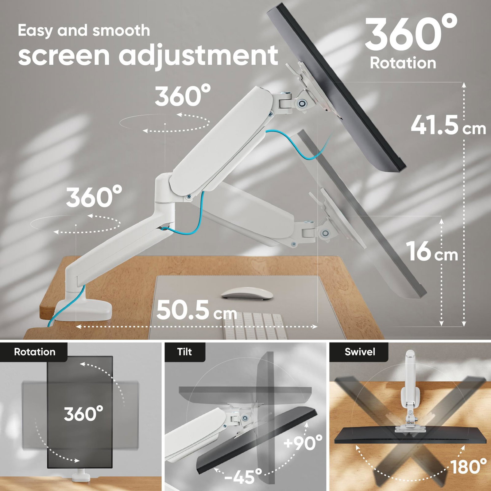 MONITOR ACC DESK MOUNT/13-32 WHITE G80-W ONKRON