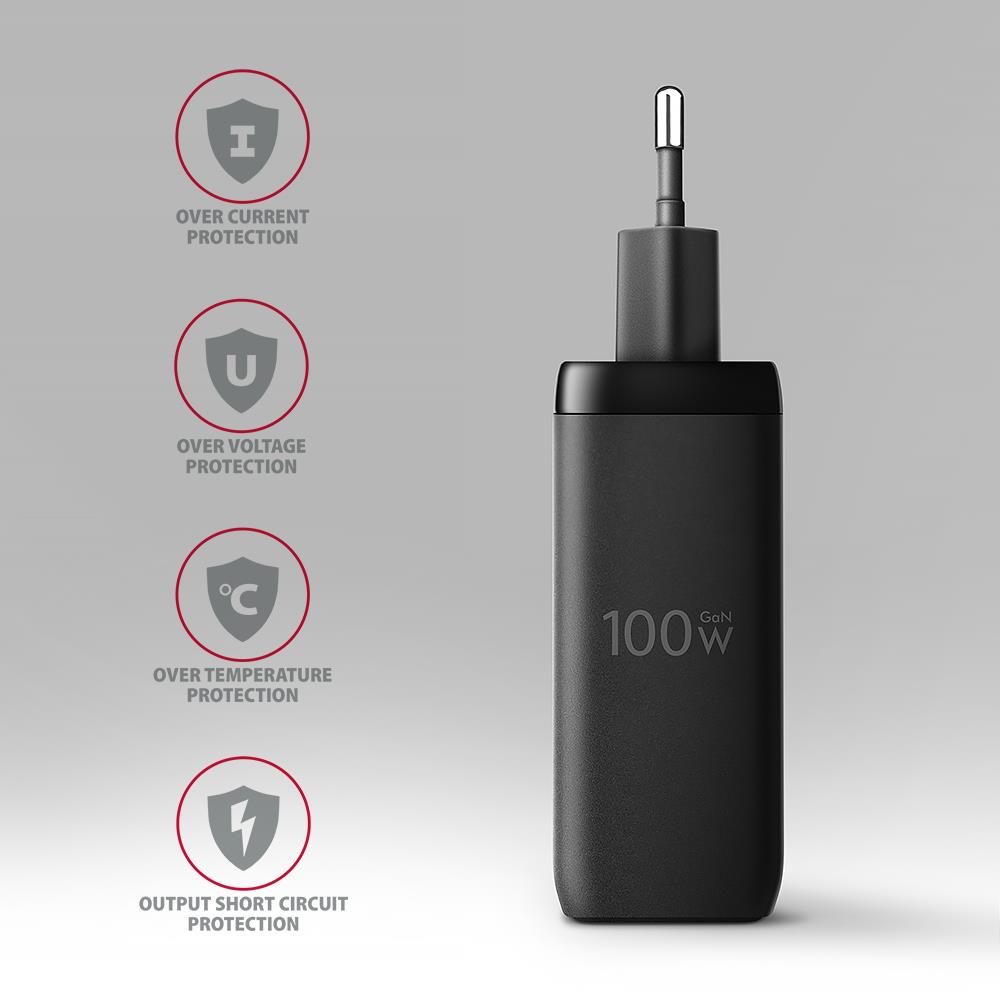 MOBILE CHARGER WALL USB 100W/GAN 3PORT ACU-DPQ100 AXAGON