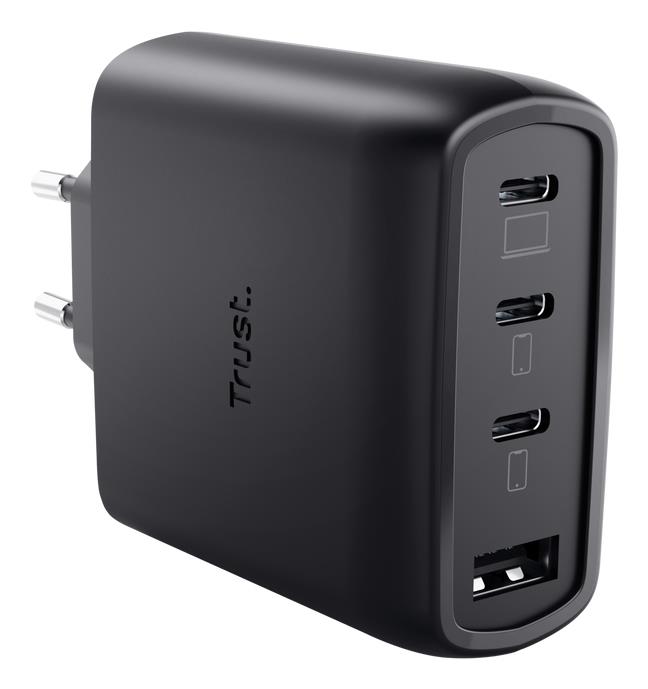 MOBILE CHARGER WALL MAXO 65W/4-PORT GAN BLACK 26067 TRUST