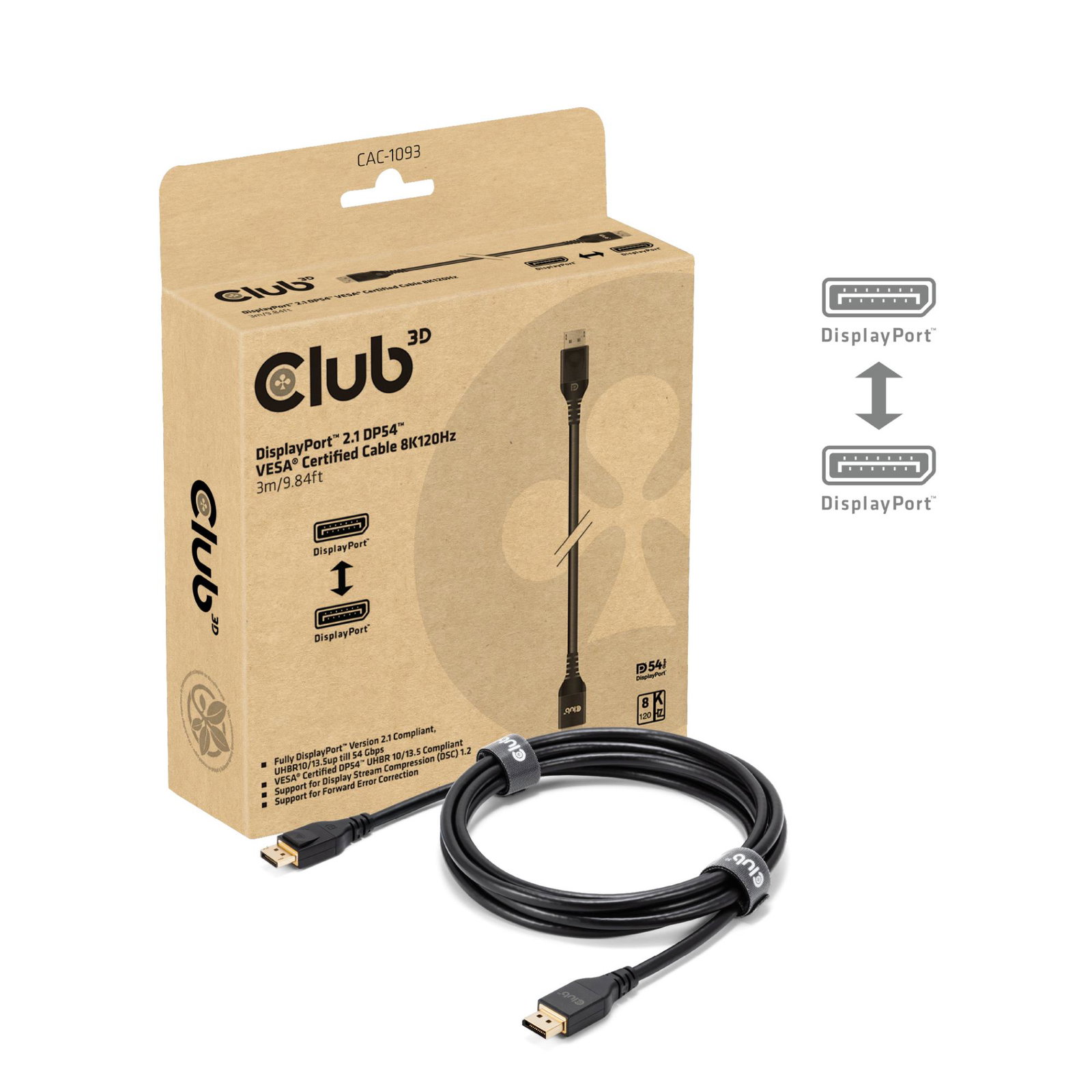 CABLE DP TO DP 3M/M/M CAC-1093 CLUB3D
