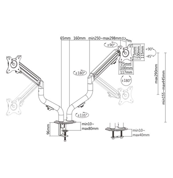 DISPLAY ACC MOUNTING ARM/17-32 MA-DA2-02 GEMBIRD
