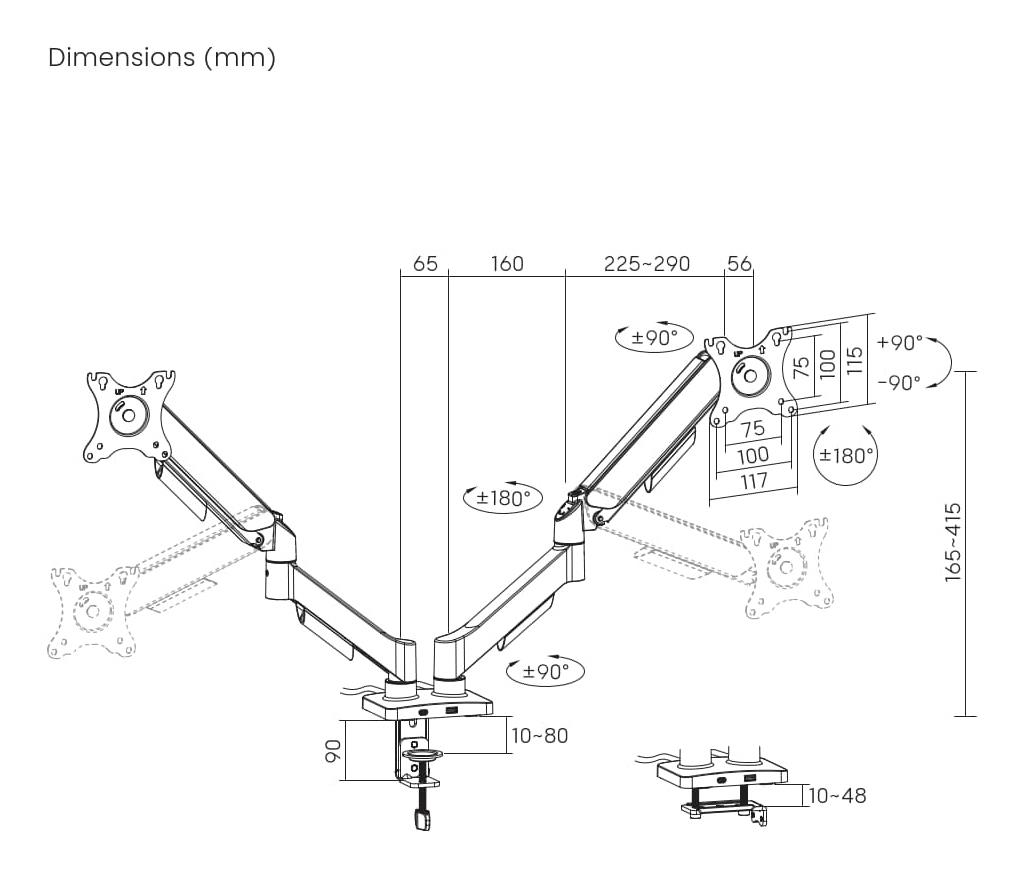 DISPLAY ACC MOUNTING ARM/17-32 MA-DA2U-01 GEMBIRD