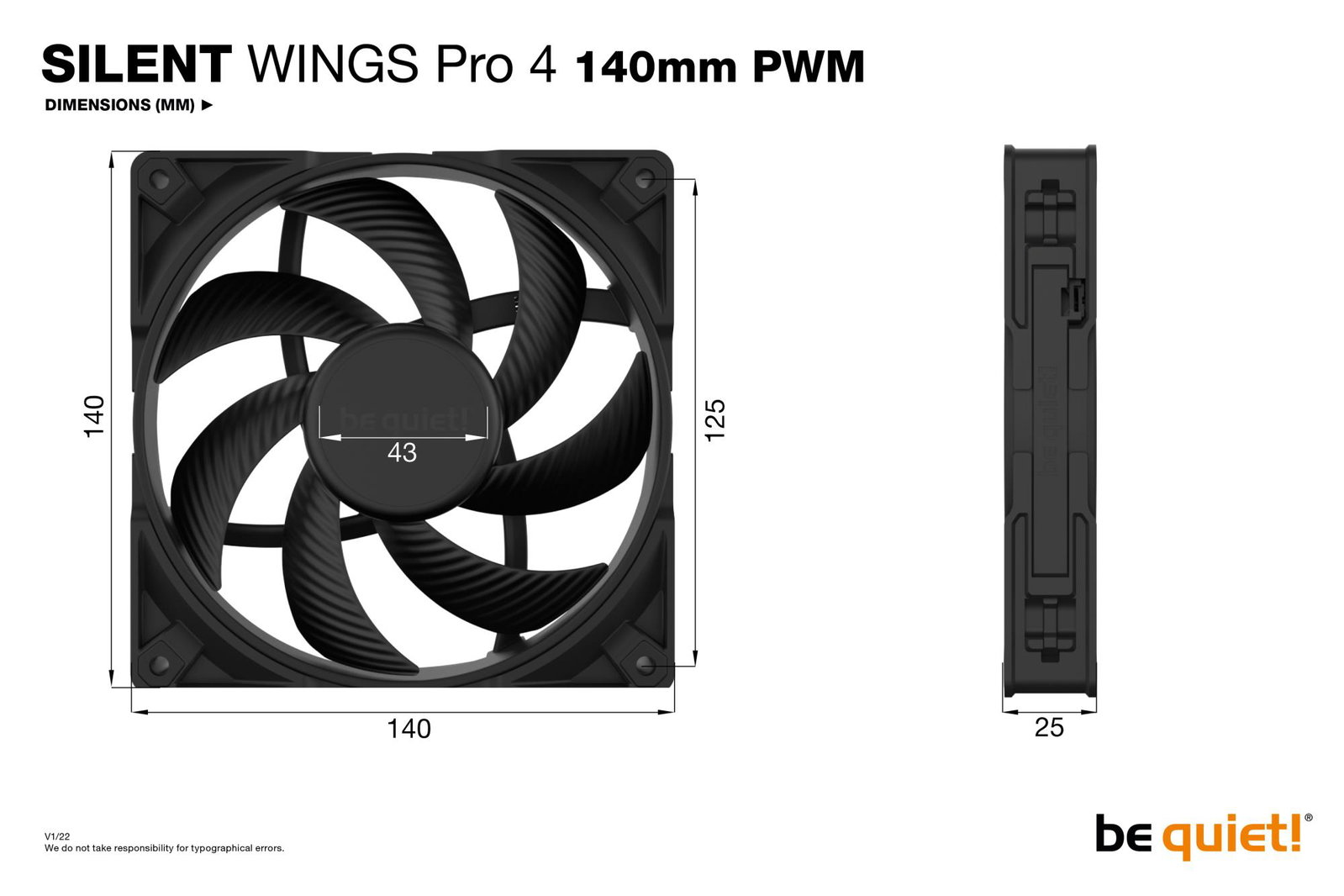CASE FAN 140MM SILENT WINGS/PRO 4 BL099 BE QUIET