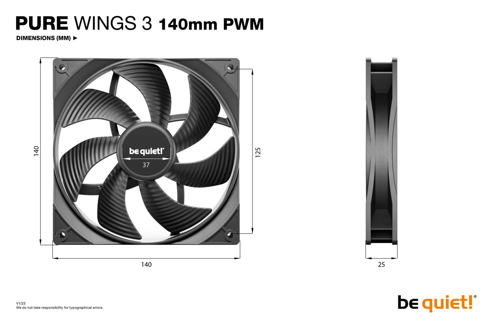 CASE FAN 140MM PURE WINGS 3/PWM 3PACK BL139 BE QUIET