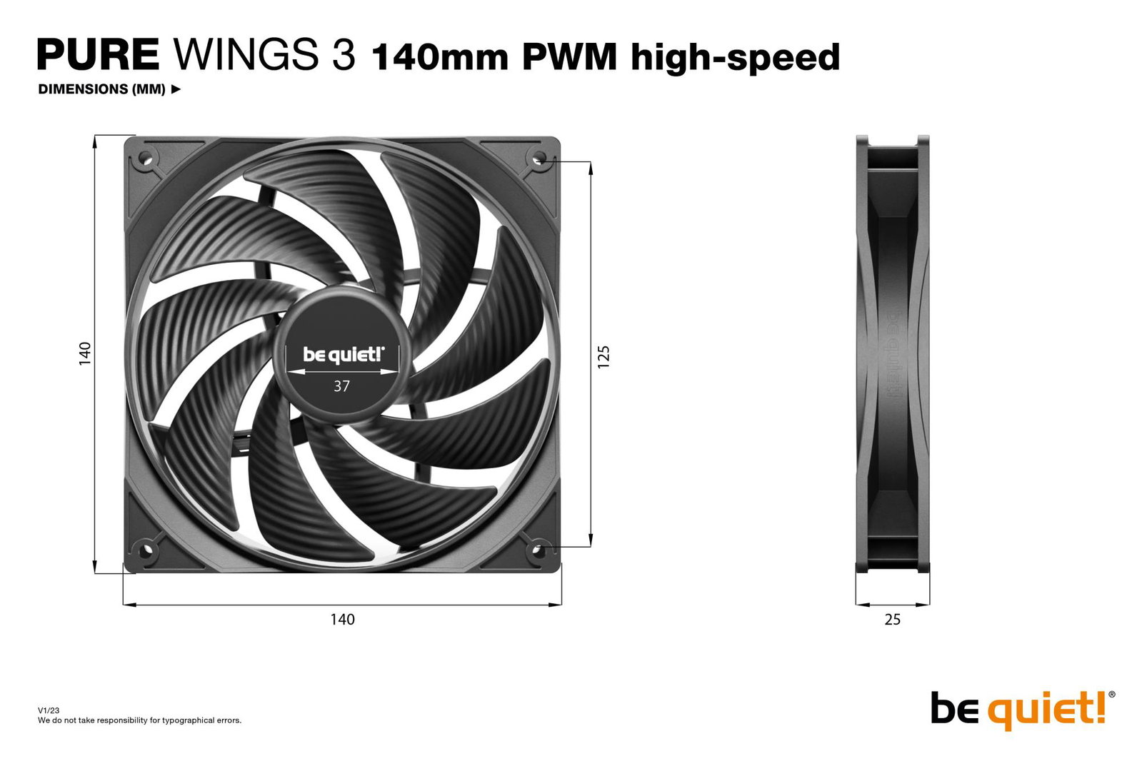 CASE FAN 140MM PURE WINGS 3/PWM HS 3PACK BL138 BE QUIET