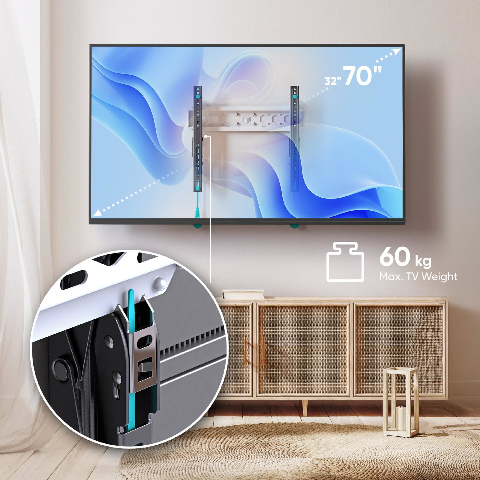 TV SET ACC WALL MOUNT /32-70/BLACK/WHITE TM5-BW ONKRON