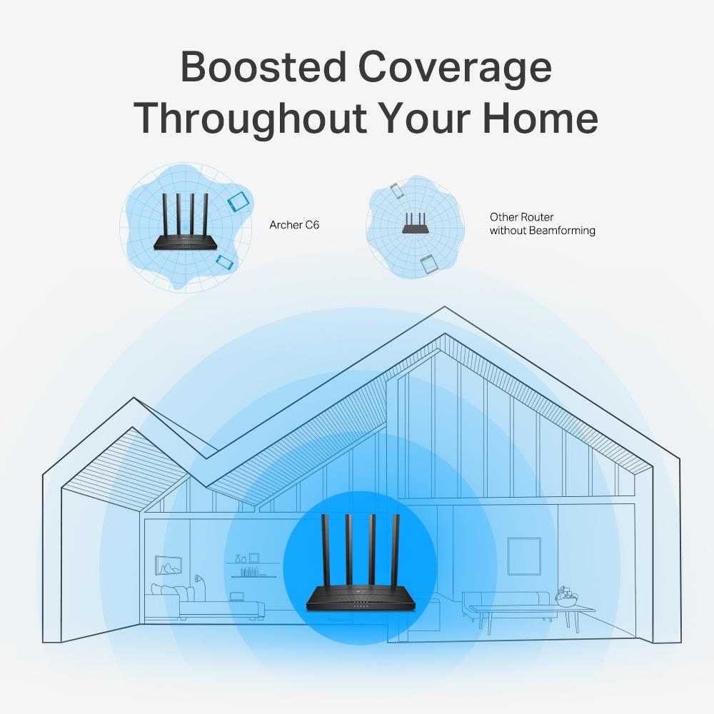 Wireless Router TP-LINK Wireless Router 1200 Mbps Wi-Fi 5 1 WAN 4x10/100/1000M Number of antennas 4 ARCHERC6