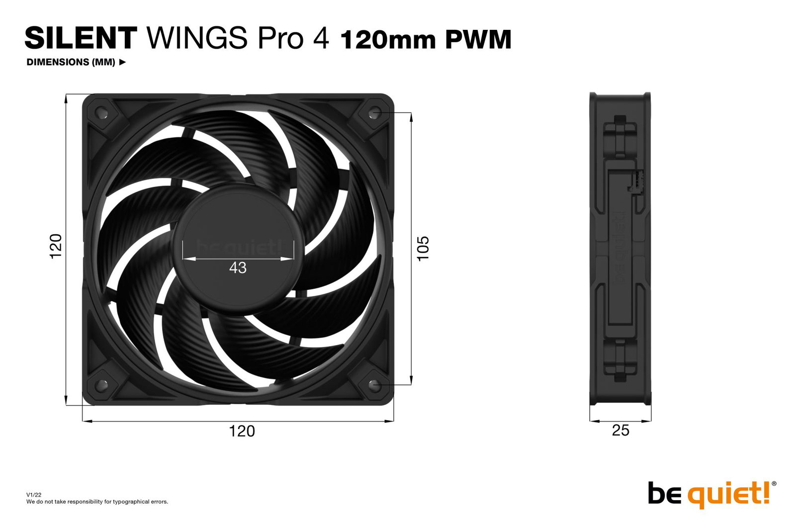 CASE FAN 120MM SILENT WINGS/PRO 4 BL098 BE QUIET