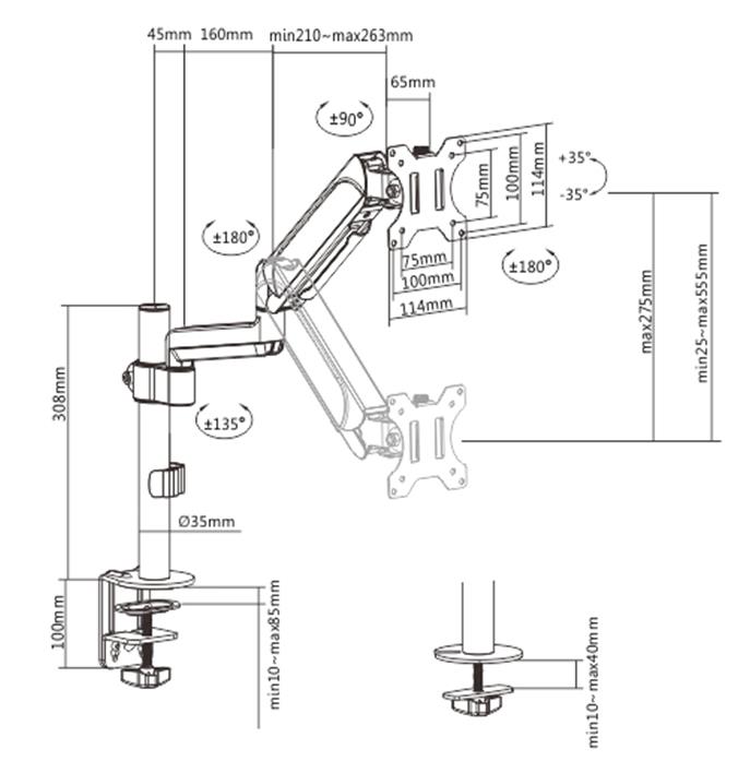 DISPLAY ACC MOUNTING ARM/17-32 MA-DA1P-01 GEMBIRD
