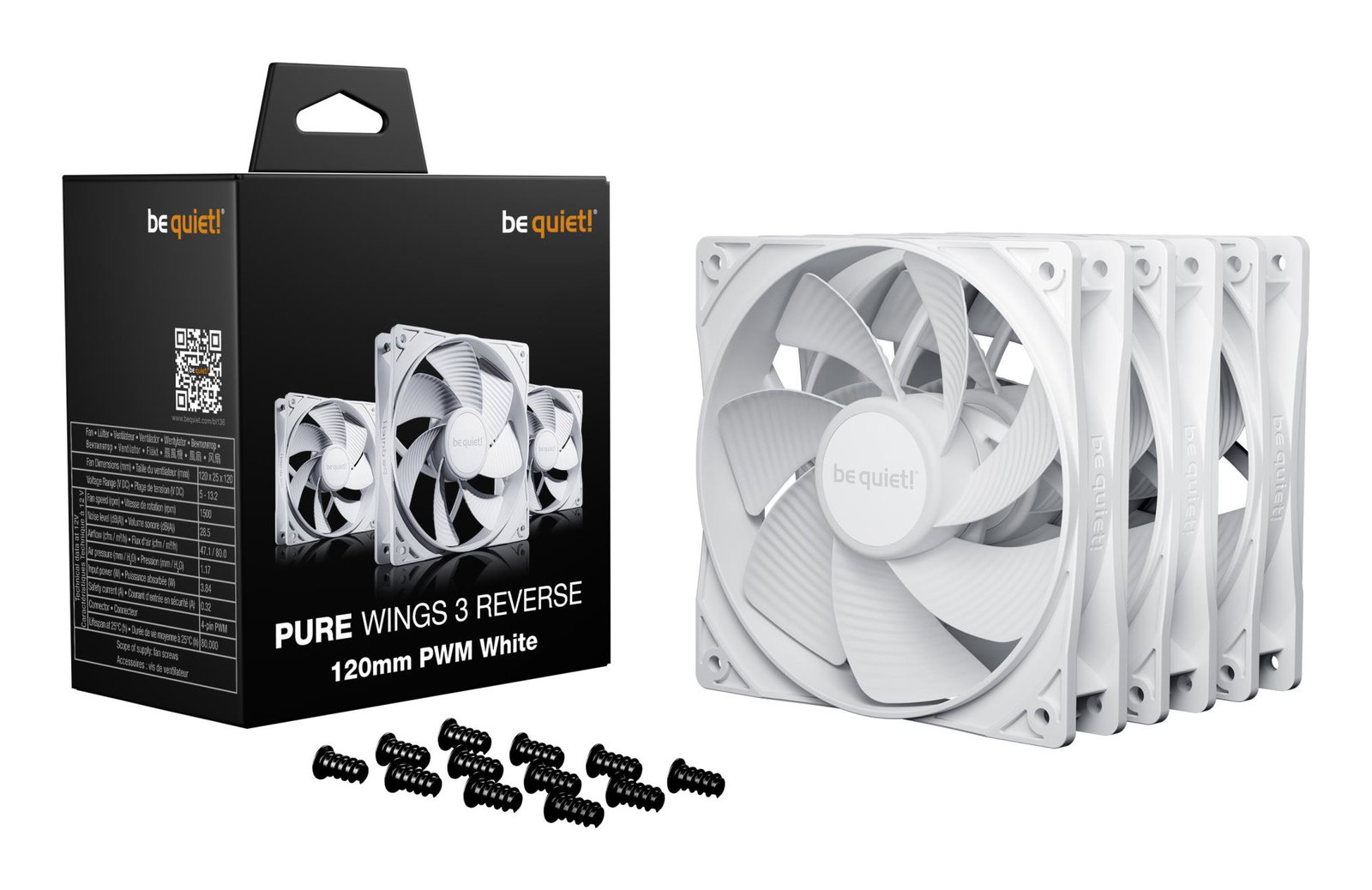 CASE FAN 120MM PURE WINGS 3/PWM WHT 3-PACK BL136 BE QUIET