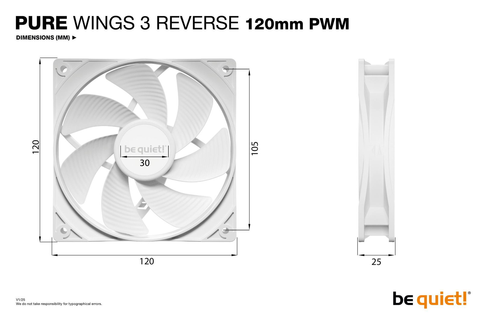 CASE FAN 120MM PURE WINGS 3/PWM WHT 3-PACK BL136 BE QUIET